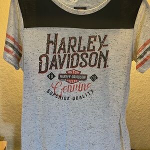 Harley-Davidson Speckled Gray Tee with Orange Accents
